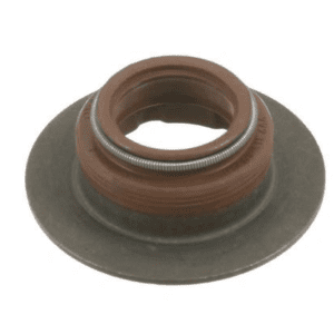 A brown and gray seal ring on top of a metal disc.