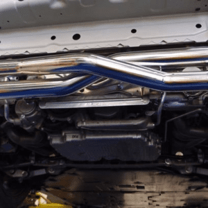 A close up of the exhaust pipes on a car