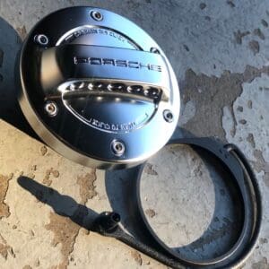 A close up of the fuel cap on a car