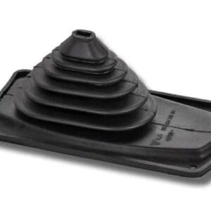 A black rubber boot is sitting on top of the floor.