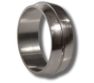 Metallic ring with a smooth, shiny finish.